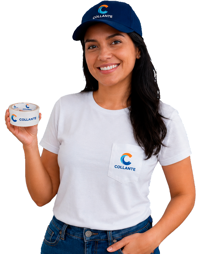 Equipe Collante segurando fita personalizada